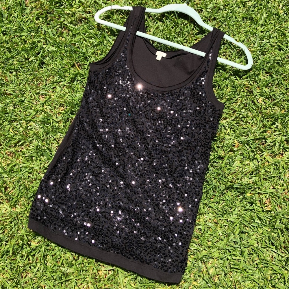 Black Sequined Tank Top